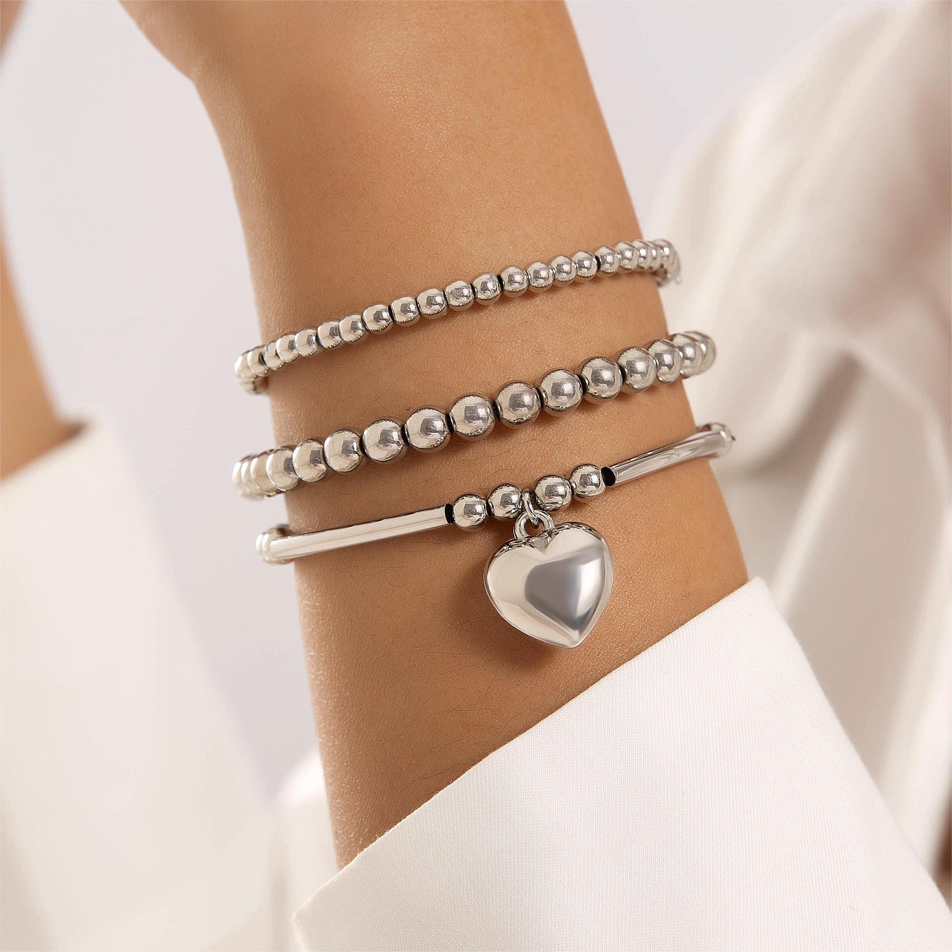 Wholesale punk style exaggerated round bead chain bracelet