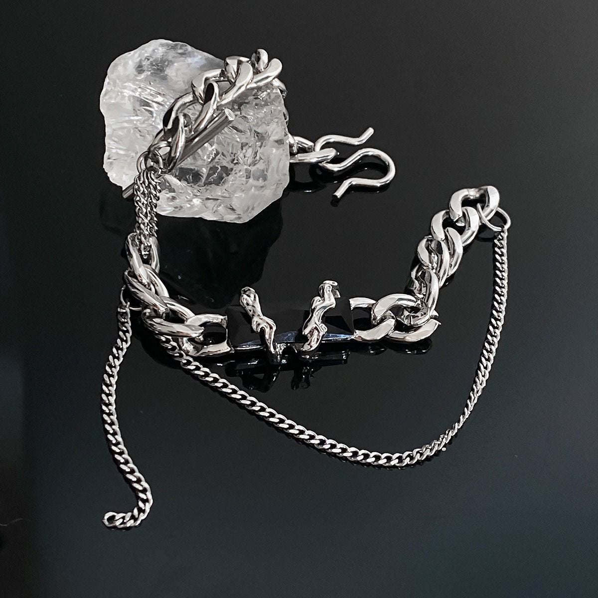 Wholesale Titanium Steel Black Diamond Star Wrap Bracelet