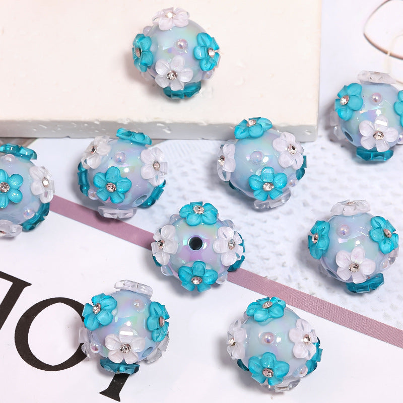 Wholesale 5pcs/pack Heavy industry DIY beaded pen accessories pearl flower acrylic beads