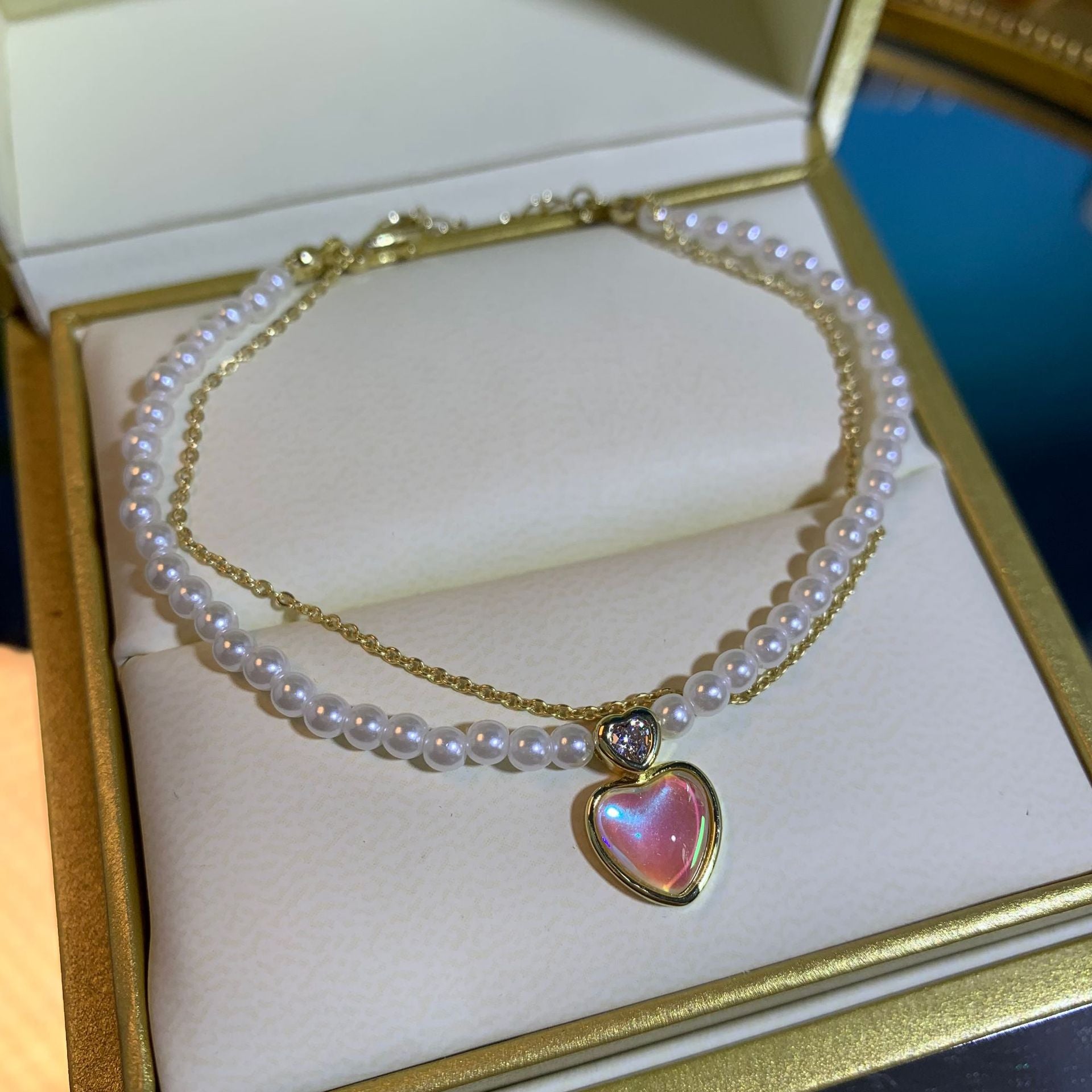 Wholesale White Moonlight Love Mermaid Pearl Alloy Bracelet