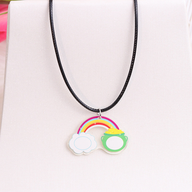 Wholesale St. Patrick's Day Beer Shamrock Rainbow Hat Pipe Necklace