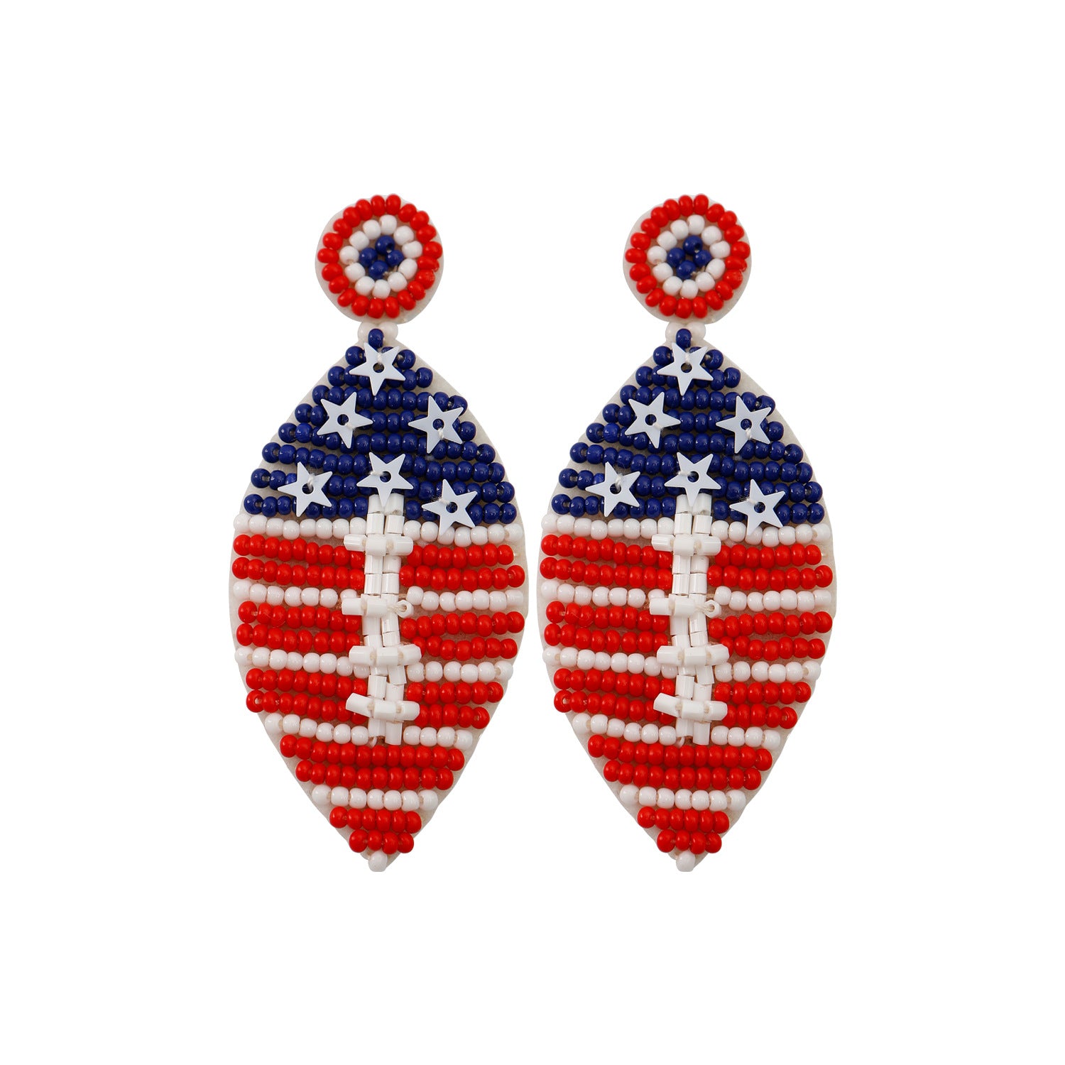 Wholesale Handwoven Rugby American Independence Day Rice Beads Earrings