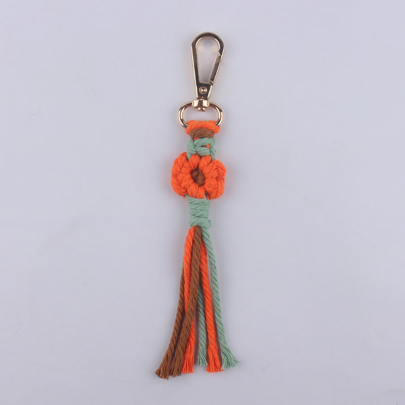 Wholesale Handmade Cotton Thread Woven Cartoon Flower Keychain