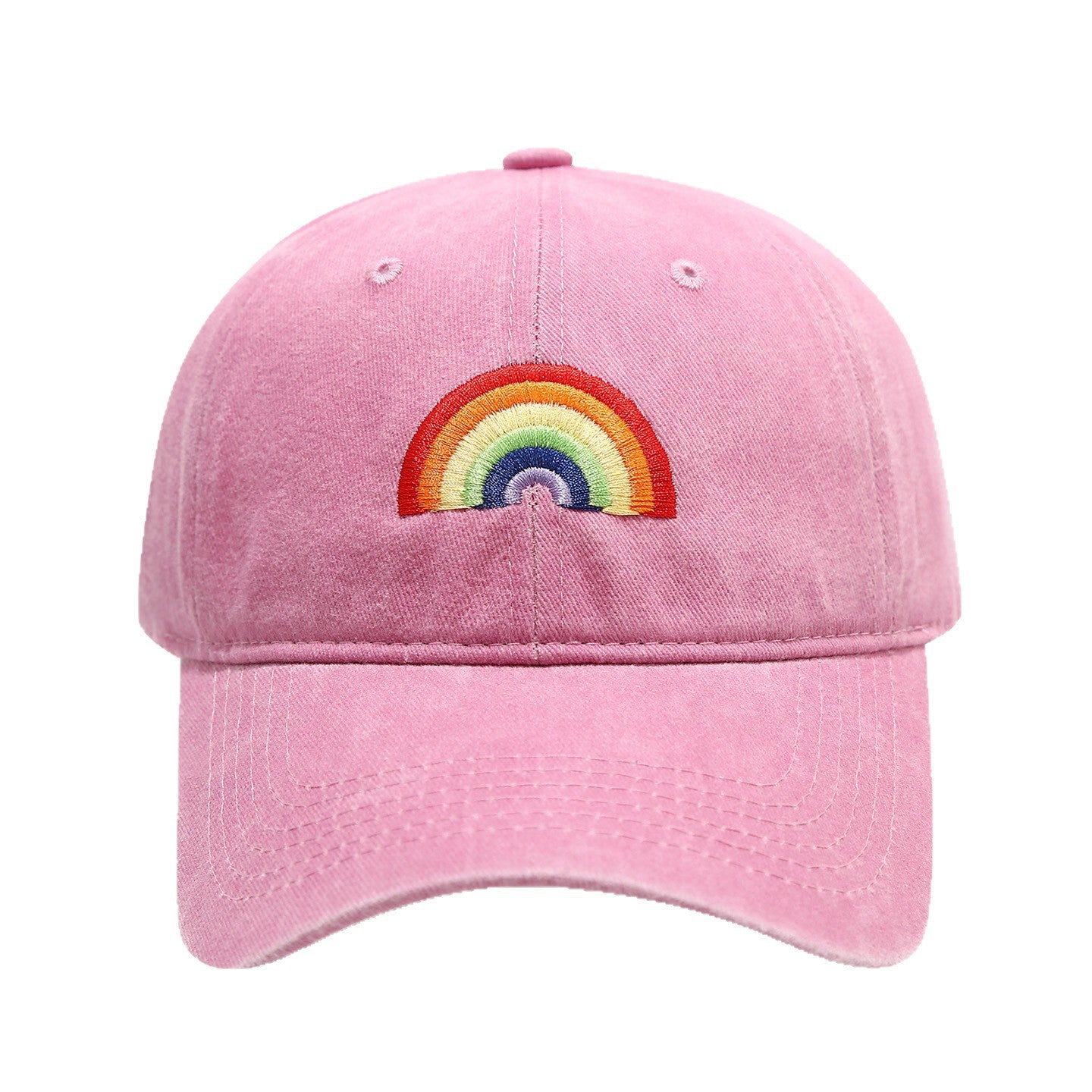 Wholesale Rainbow embroidered soft top cap for men and women