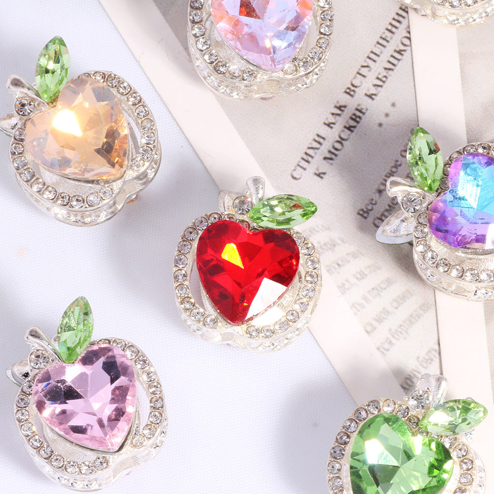 Wholesale Double-sided alloy apple four-hole straight hole loose beads beaded DIY  keychain accessories