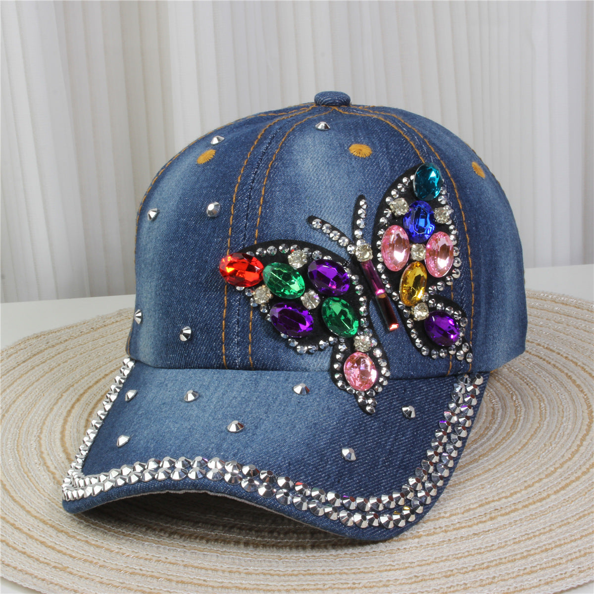 Wholesale British Denim Diamond Casual Baseball Cap