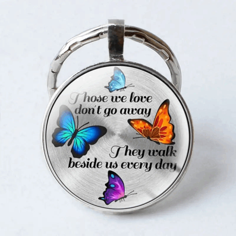 Wholesale Butterfly Time Gem Metal Keychain