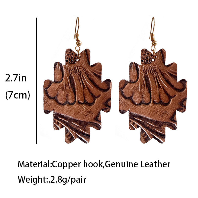 Wholesale 2 pairs/pack Western Style Aztec Leather Earrings
