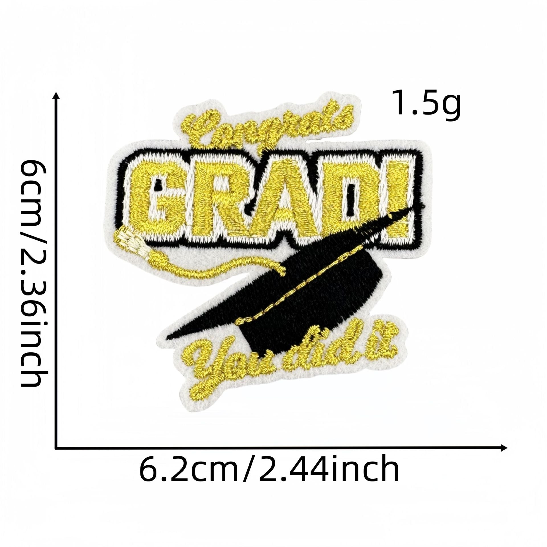 Wholesale Black gold graduation season embroidery patch clothing accessories ironing hot melt glue