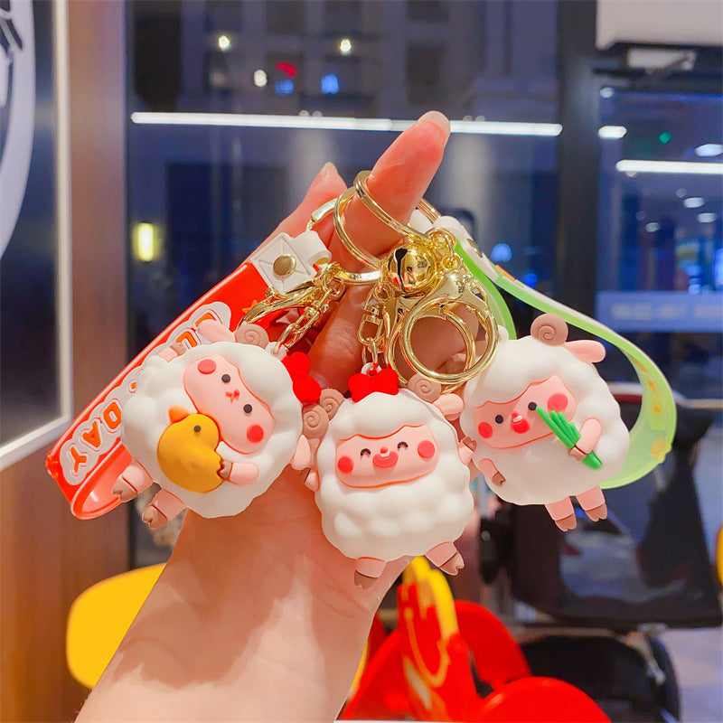 Wholesale Cute Lamb Pendant Silicone Keychain