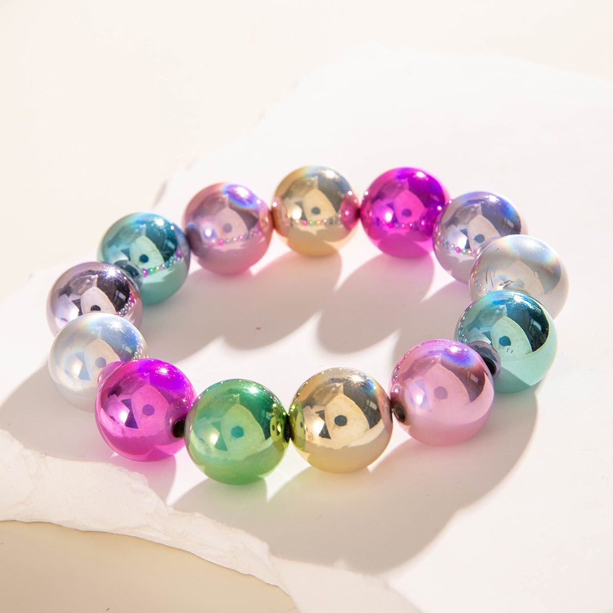 Wholesale Dopamine Colorful Gradient Beaded Bracelet