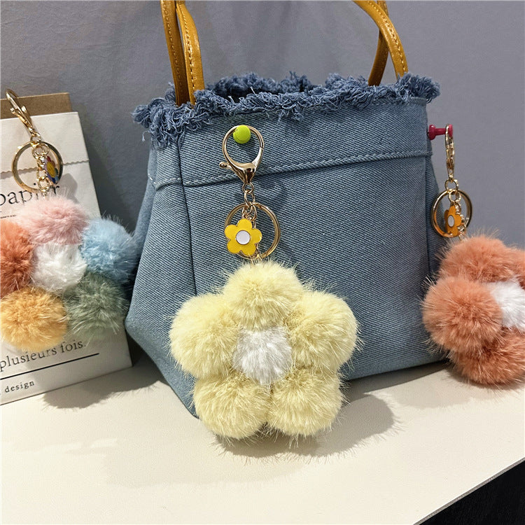 Wholesale Sakura Fur Ball Car Keychain