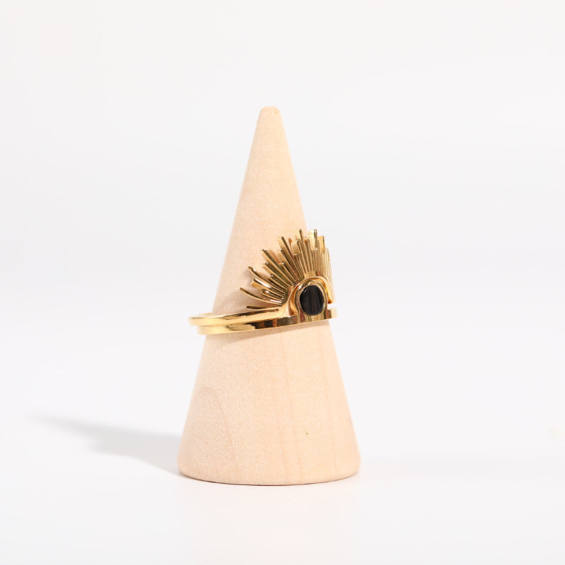 Wholesale Sunflower Titanium Steel Gold Plated Ring