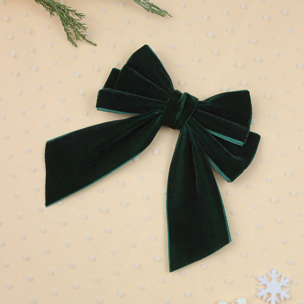 Wholesale 5pcs A-grade Velvet Christmas Velvet Ribbon Bow Sweet Hair Clip