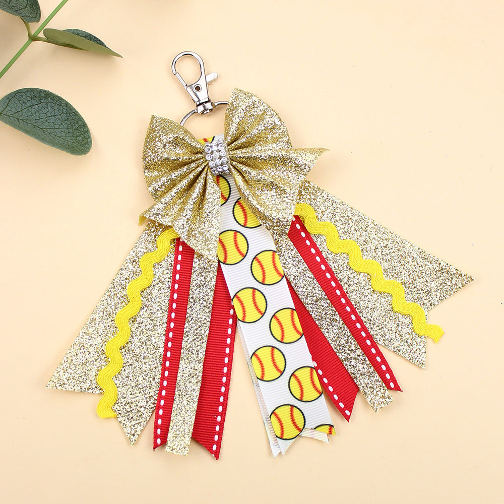 Wholesale Sports Youth Cheerleader Bow Lanyard Ribbon Keychains