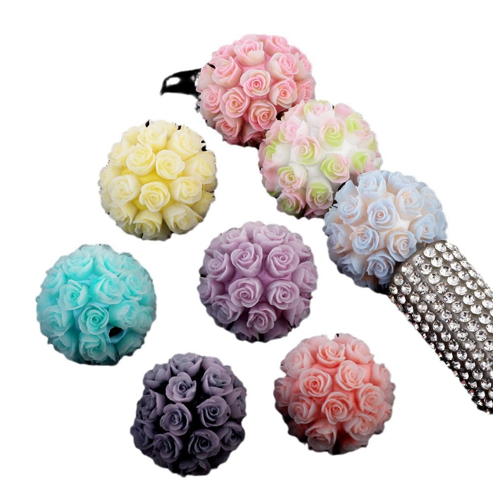 Wholesale 6pcs/pack Colorful rose luminous flower ball clay drill ball straight hole beads DIY