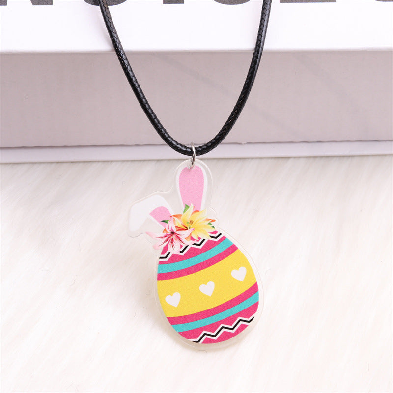 Wholesale Easter White Rabbit Basket Chick Acrylic Necklace