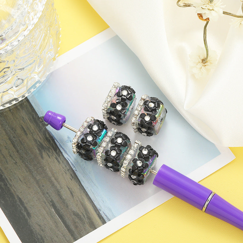 Wholesale 10pcs Heavy-duty Square Cherry Blossom Beads with Drilled Straight Holes