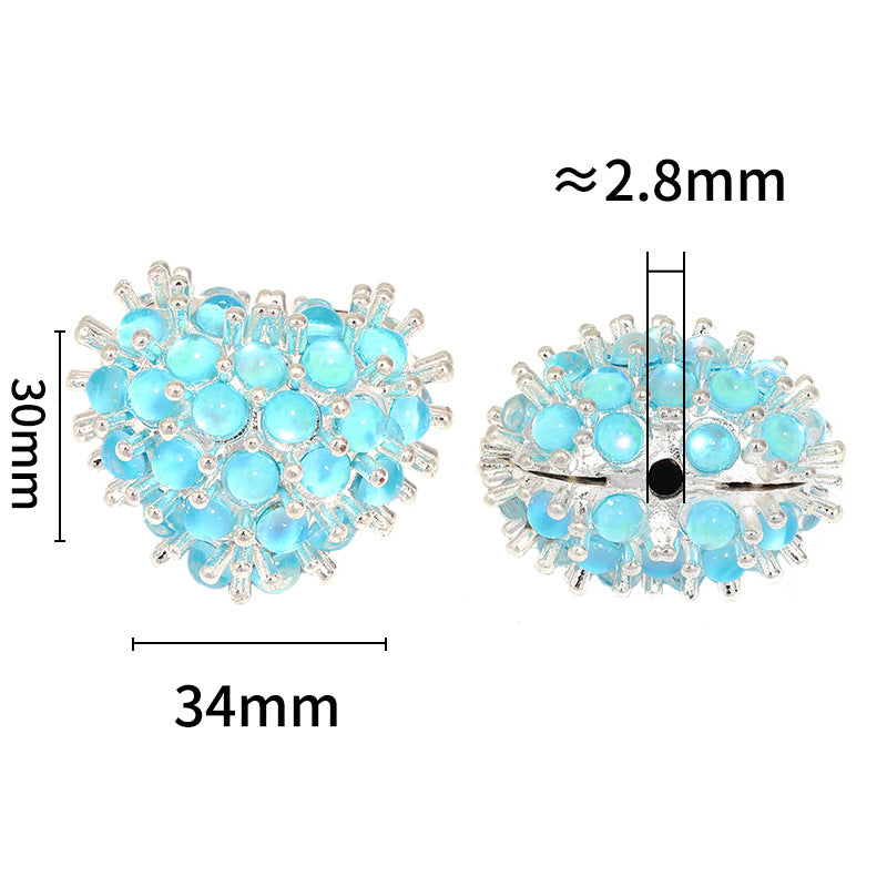 Wholesale 5pcs Heavy Worker Fish Beads Love Alloy Peach Heart Vertical Hole Beads DIY Accessories