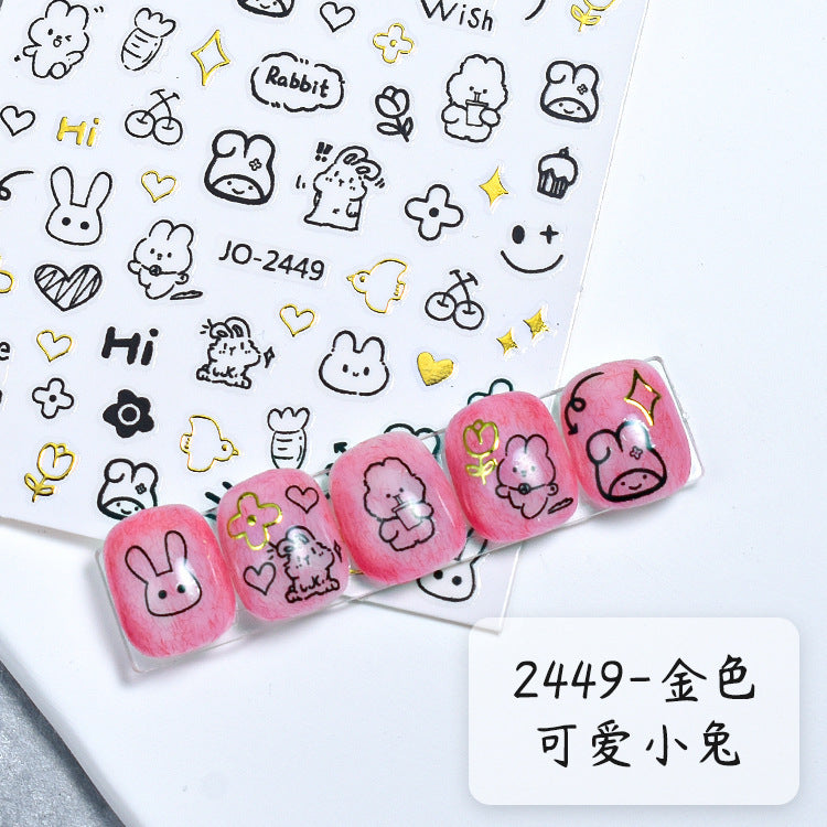 Wholesale New style nail stickers sweet cool kitten online celebrity same style Cute graffiti style kitten curly dog rabbit nail art