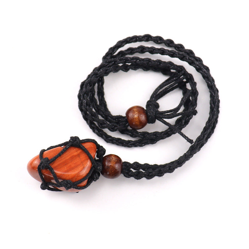 Wholesale Crystal Natural Stone Black Net Pocket Weaving Metable Necklace