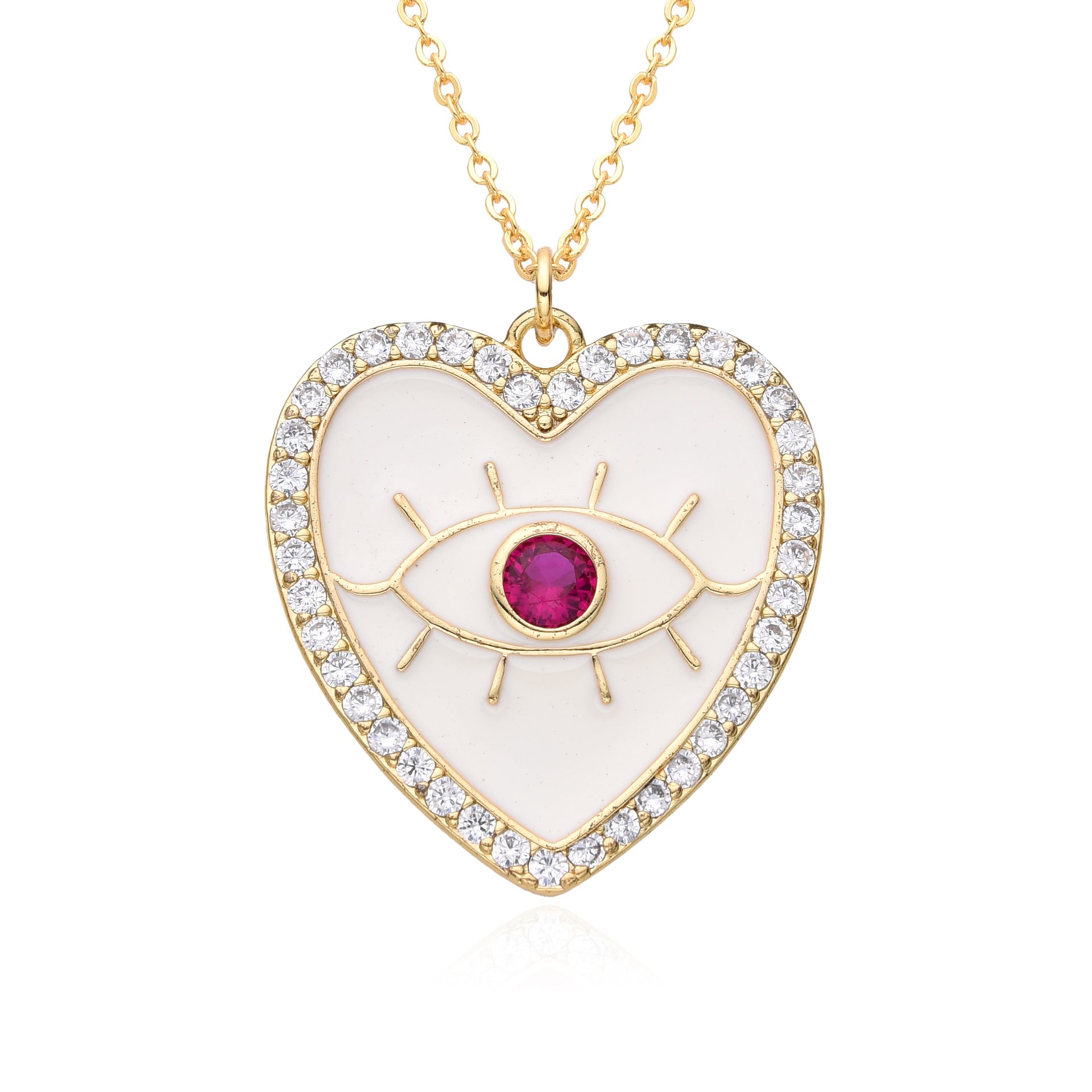 Wholesale Copper Plated Real Gold Dripping Love Eyes Geometric Necklace