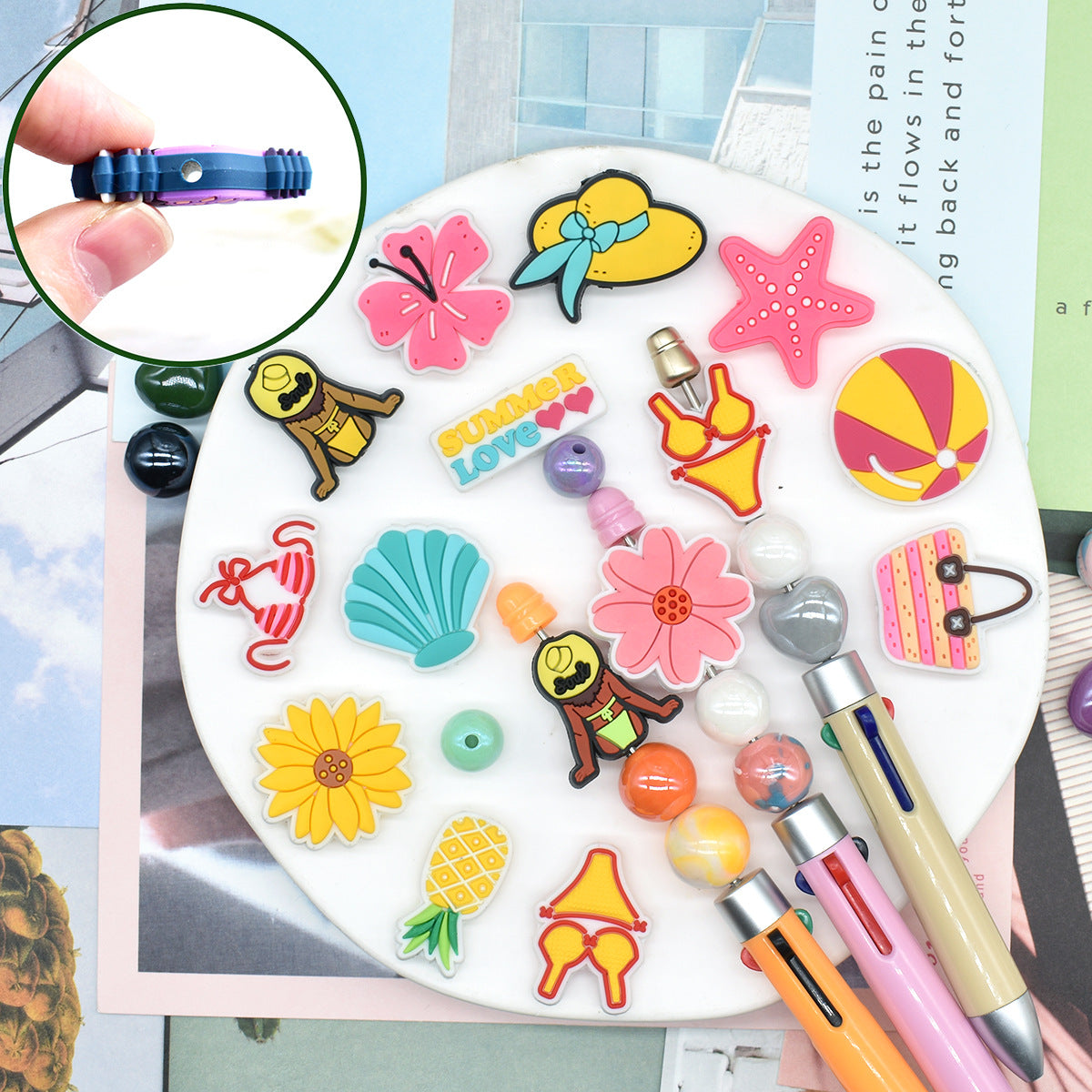 Wholesale 10pcs/pack  DIY Pen Jewelry - Beaded Pen Patchwork Focal Beads