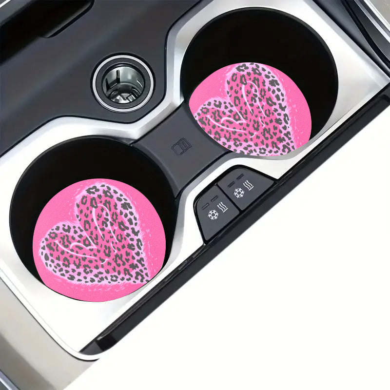 Wholesale Valentine's Day Couple Love Pattern Wear-Resistant Round Leather Coasters