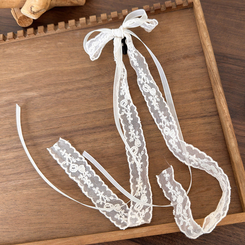 Wholesale Lace Bow Ribbon Double Ponytail Clip
