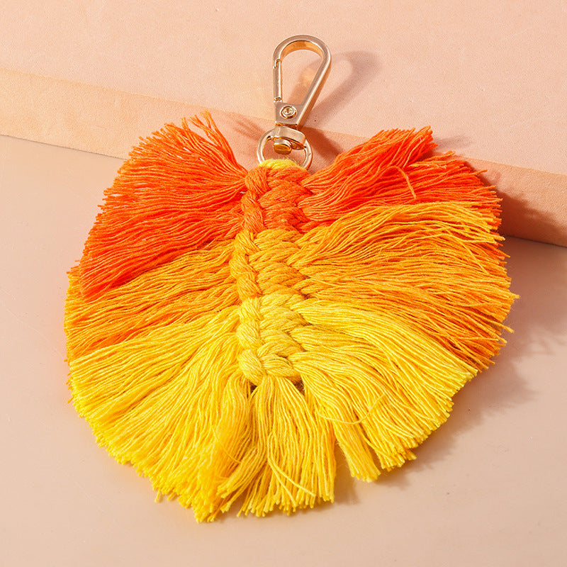 Wholesale Handwoven Colorful Banana Fan Keychain