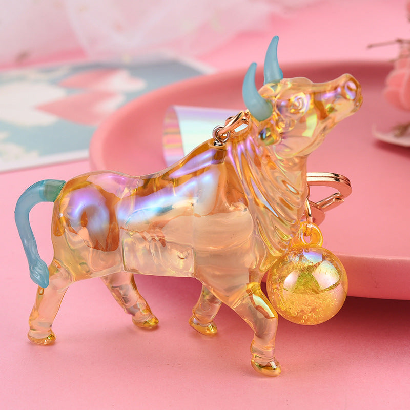 Wholesale acrylic colorful zodiac cow doll machine pendant car keychain