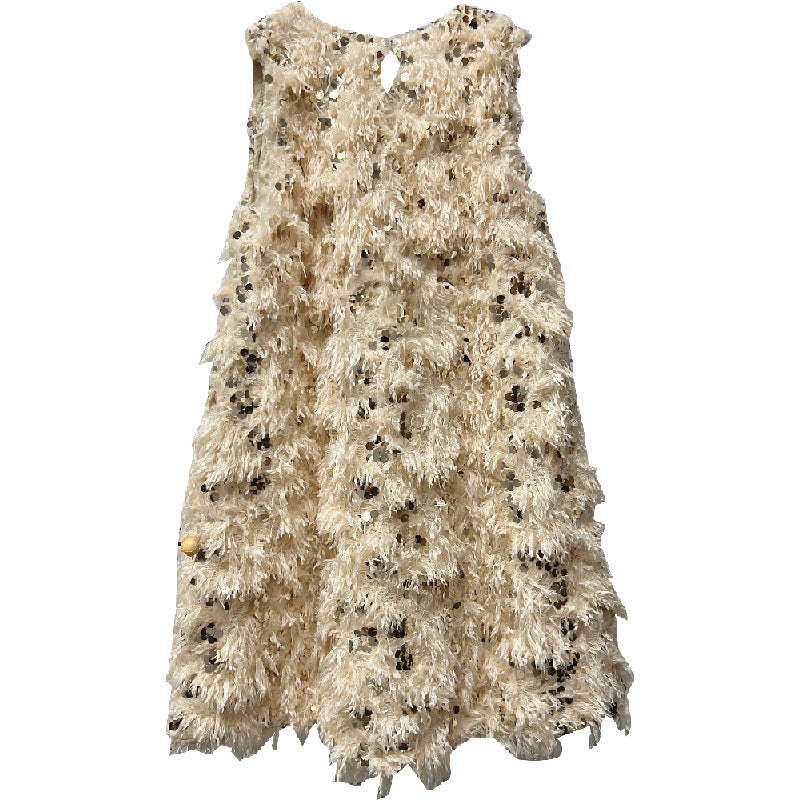 Wholesale Children's Velvet Sequin Tassel Dress