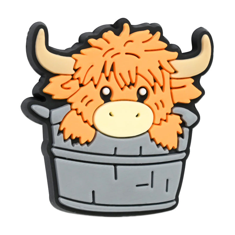 Wholesale Random 100pcs/pack  Highland Cow Series Student Stationery Decorative Beads