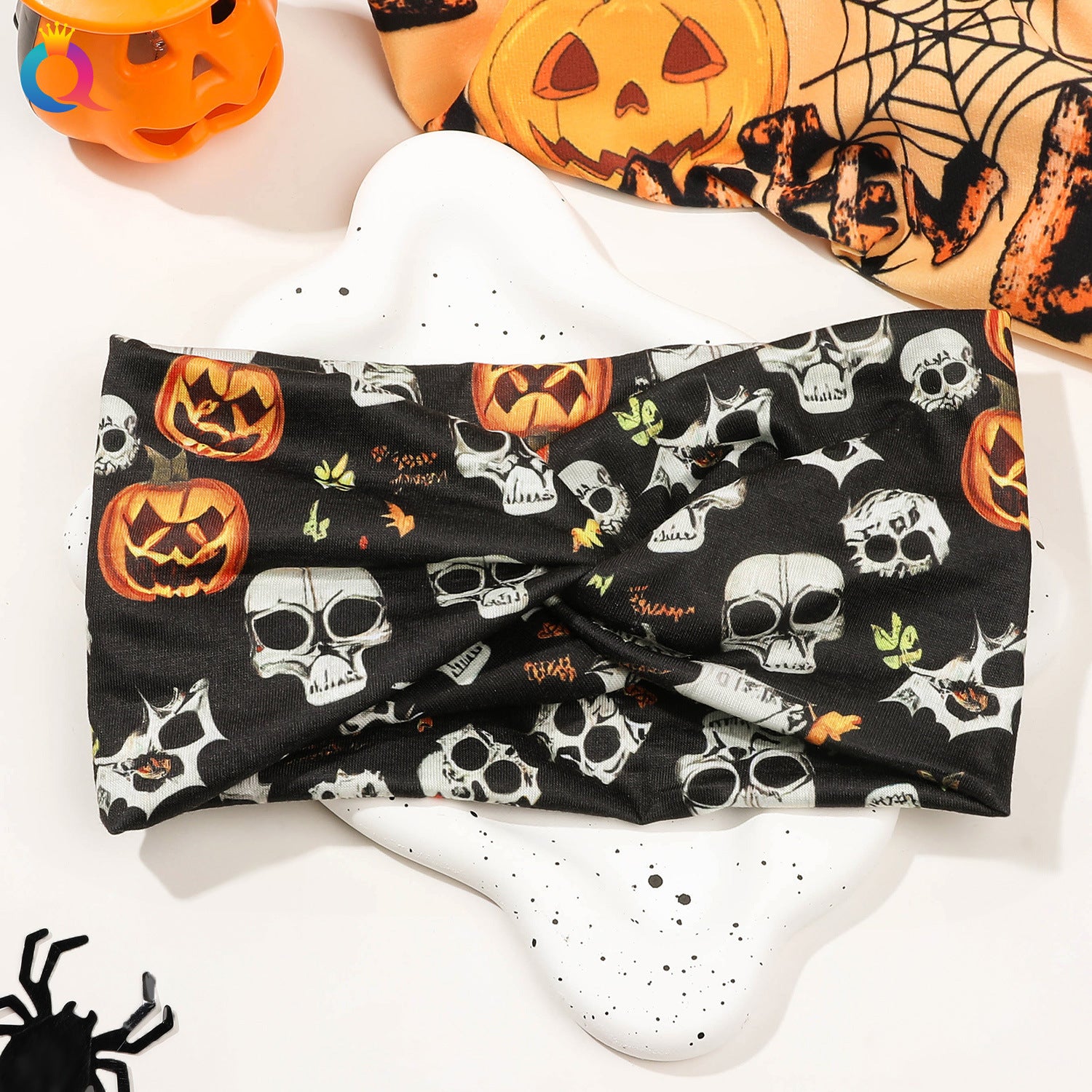 Wholesale Cross Border Halloween Skeleton Ghost Face Wash Hair Bands Scary Flat Cross Hair Ties