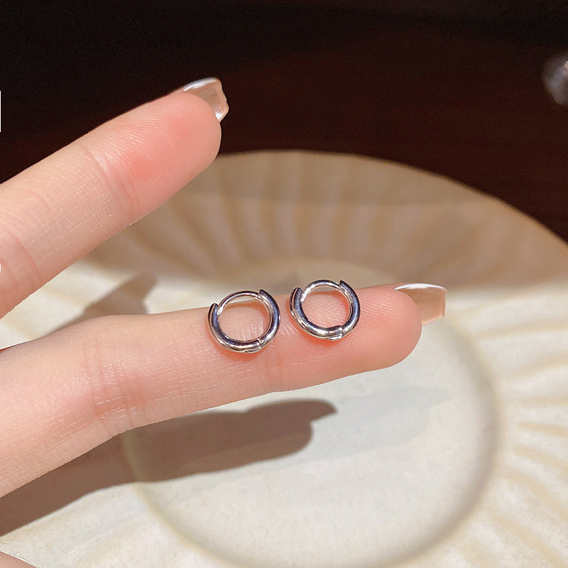 Wholesale S925 Silver Needle Round Plain Circle Copper Earrings