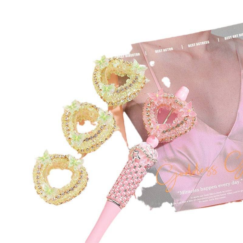 Wholesale Love Hollow Butterfly Full Diamond Straight Hole Heavy Loose Beads