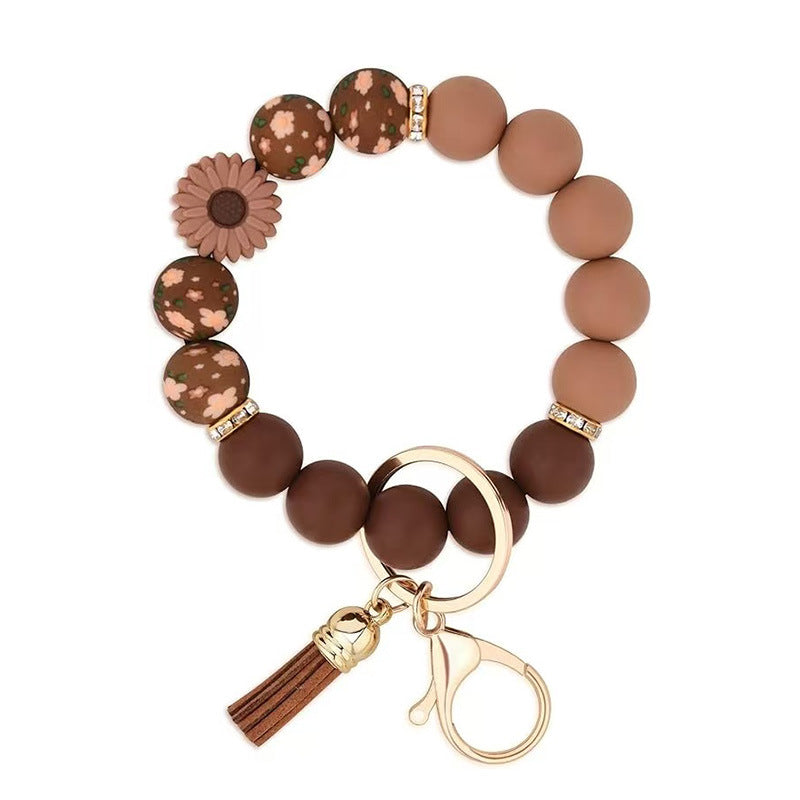 Wholesale  Silicone Bead Bracelet Keychain