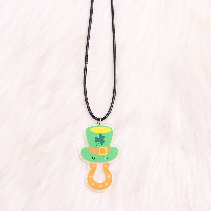 Wholesale St. Patrick's Day Beer Shamrock Rainbow Hat Pipe Necklace