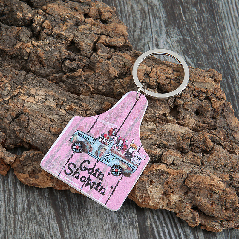 Wholesale Simple Ranch Style Graffiti Car Animal Letter Leather Accessories Keychain