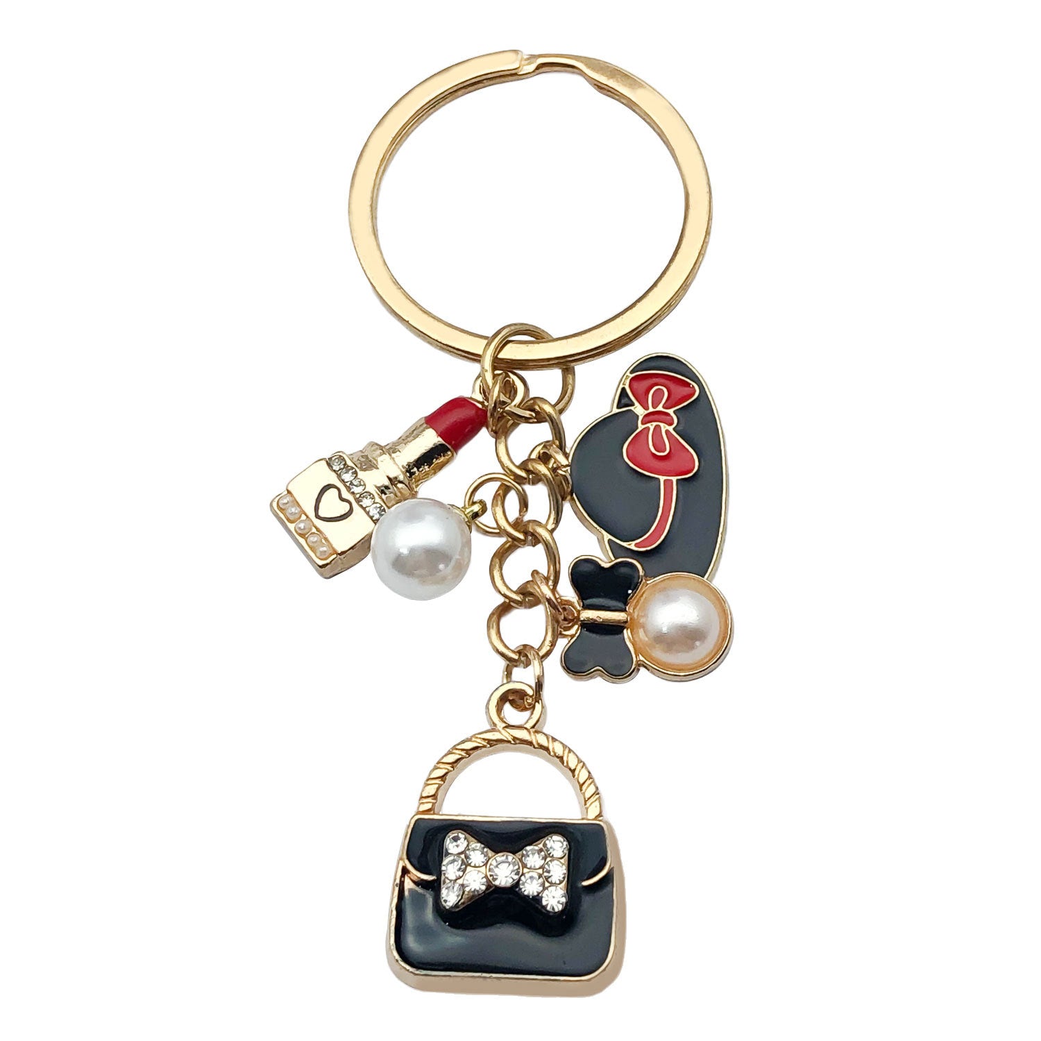 Wholesale Lipstick High Heels Red Wine Glass Alloy Keychain