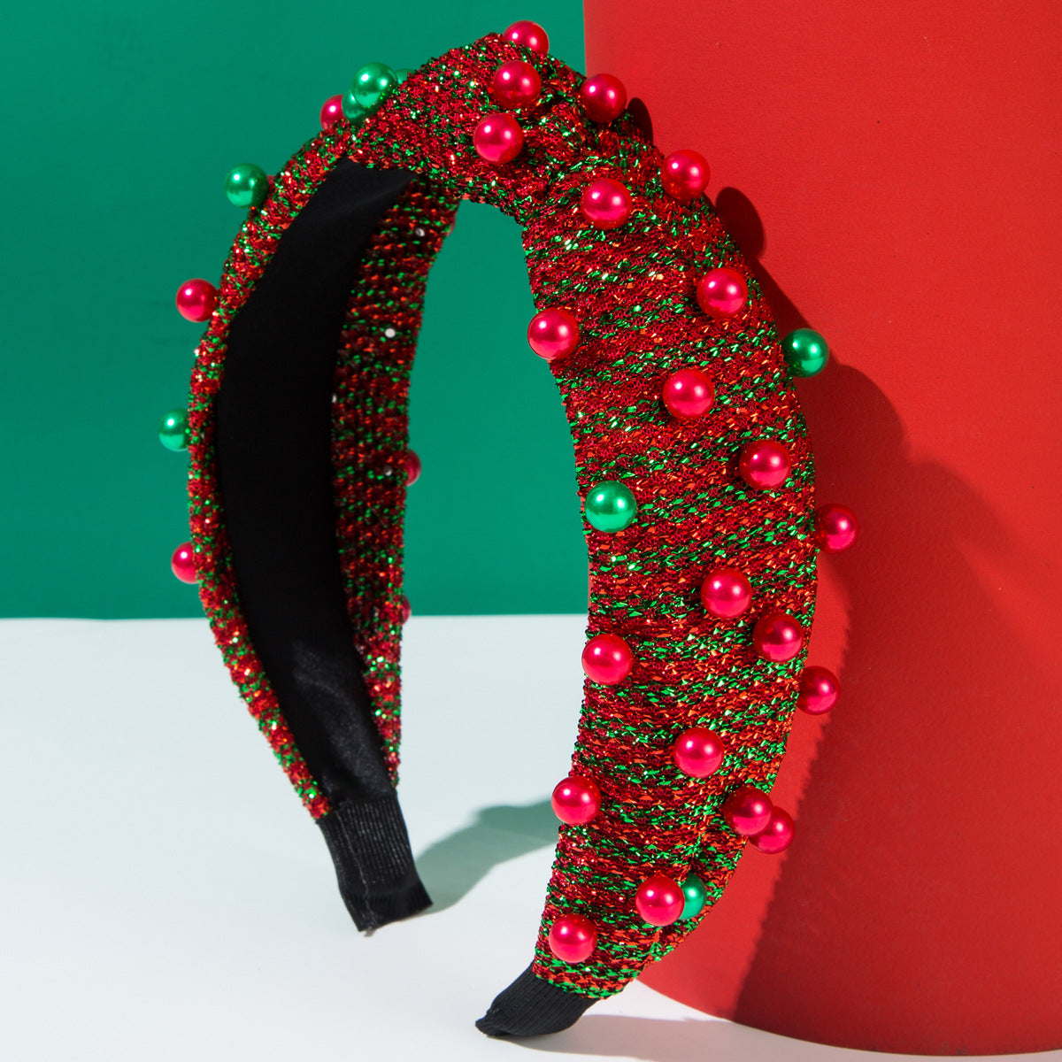 Wholesale Popular Christmas Party Fashion Striped Pearl Temperament Headband