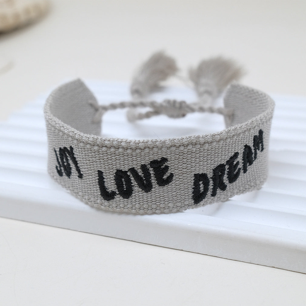 Wholesale Cord Embroiderable Logo Letter Bracelet