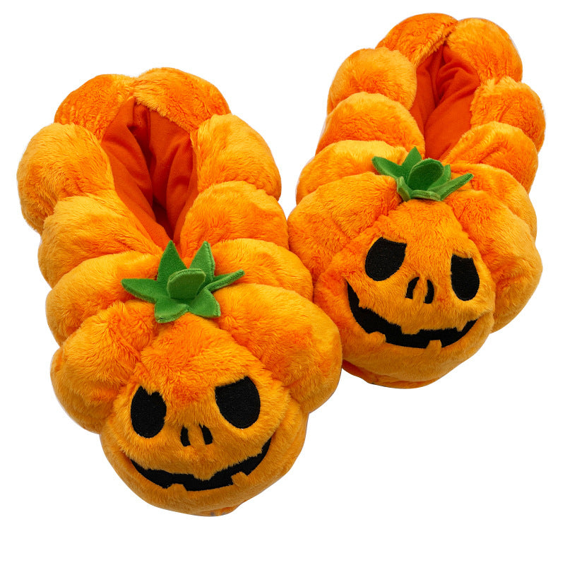 Wholesale Halloween Pumpkin Slippers Funny Pumpkin Plush Slippers