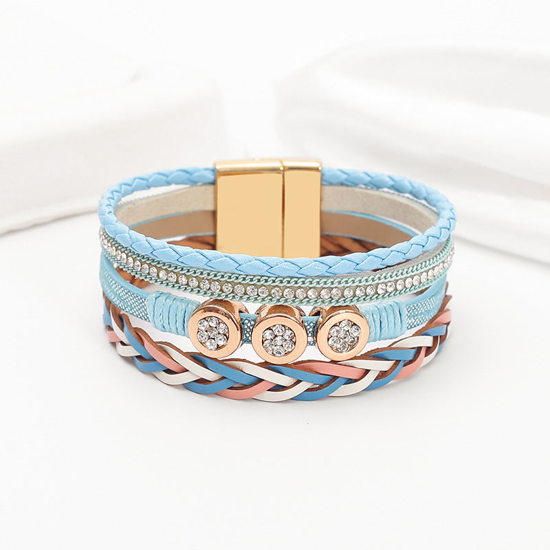 Wholesale PU leather woven bracelet,  Bohemian style bracelet