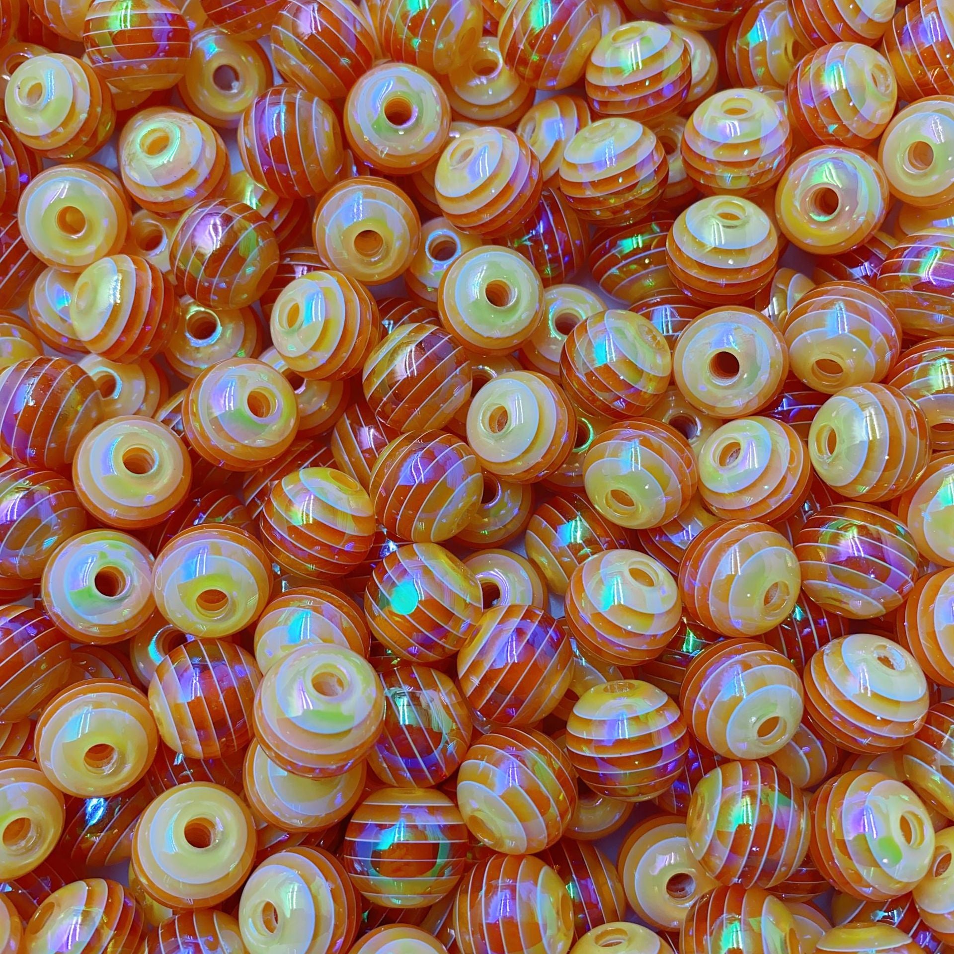 Wholesale 10pcs/pack 16mm Children's Fun Stripes Contrasting Color Plating Rainbow Beads