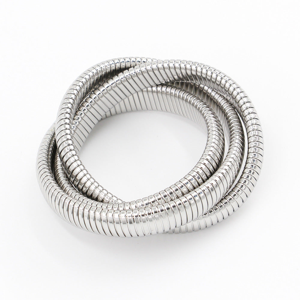 Wholesale Titanium Steel Three -layer Wound Vacuum 18K Gold -plated Bracelet