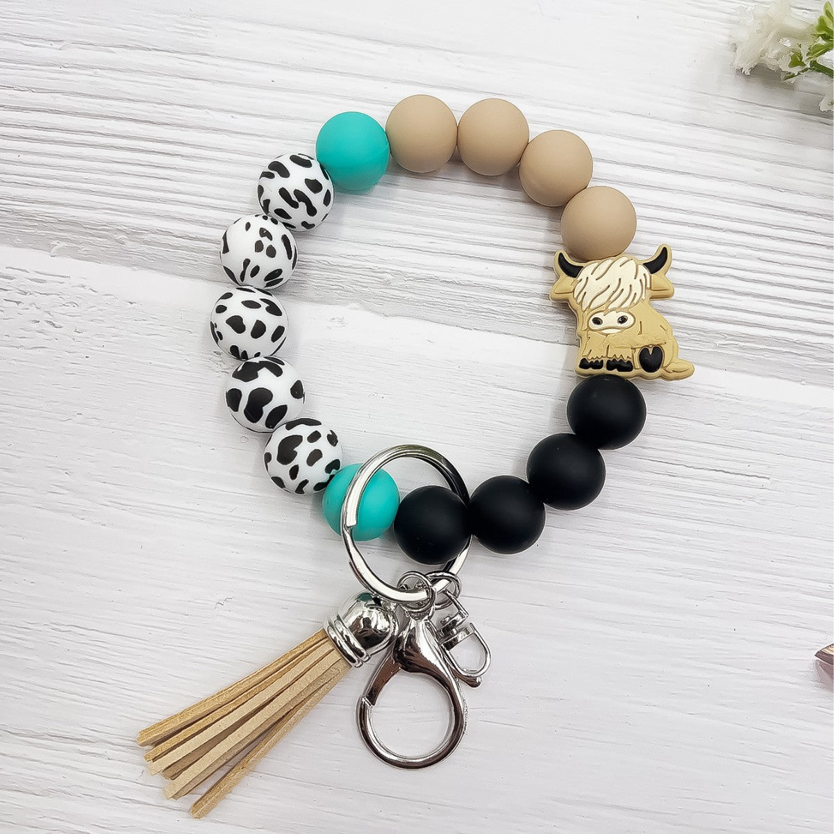 Wholesale Highland Cow Silicone Bracelet Keychain
