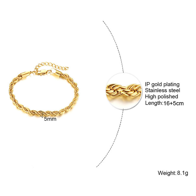 Wholesale Twist Gold Stainless Steel Bracelets