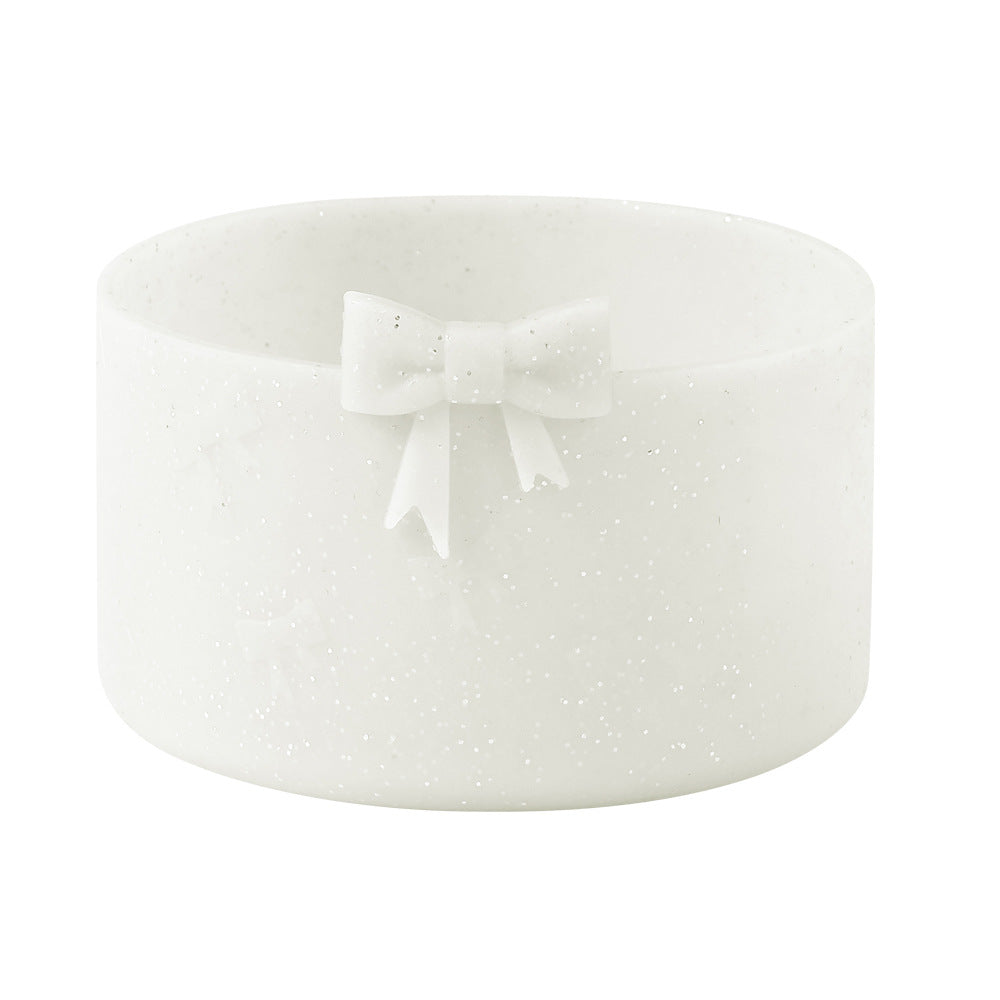 Wholesale new silicone cup cover non-slip cup cover three-dimensional bow 7.5CM ice bully cup universal base