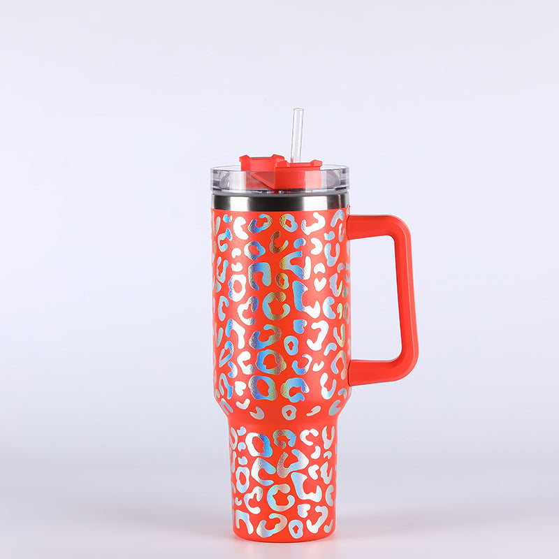 Wholesale Tumbler Ice Bullies Cup  Leopard Print Thermos Cup Straw Cup 40OZ Car Cup Ice Cup